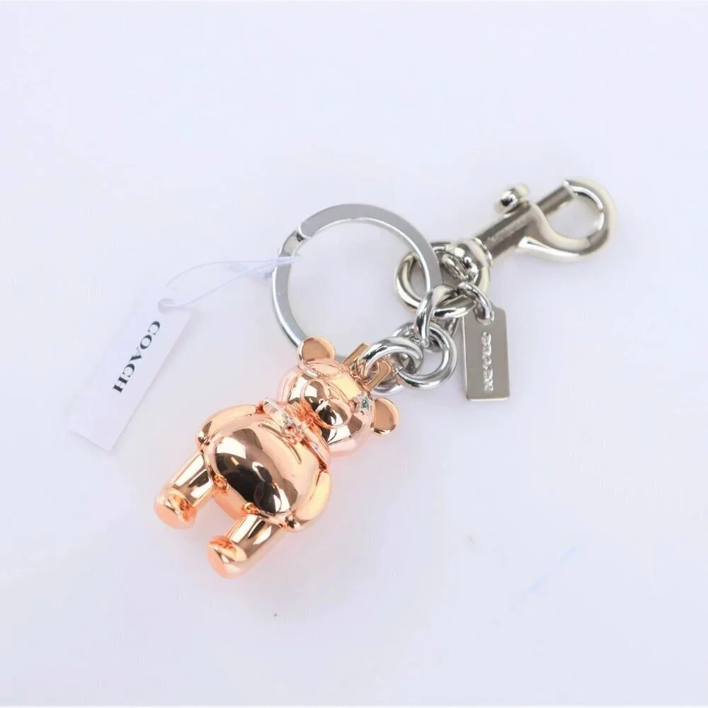 COACH Collectable 3D Rose Gold Coach Mascot Bear Charm / Key Chain NWT